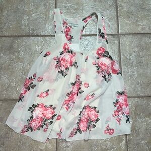 Guess pink floral chiffon tank top